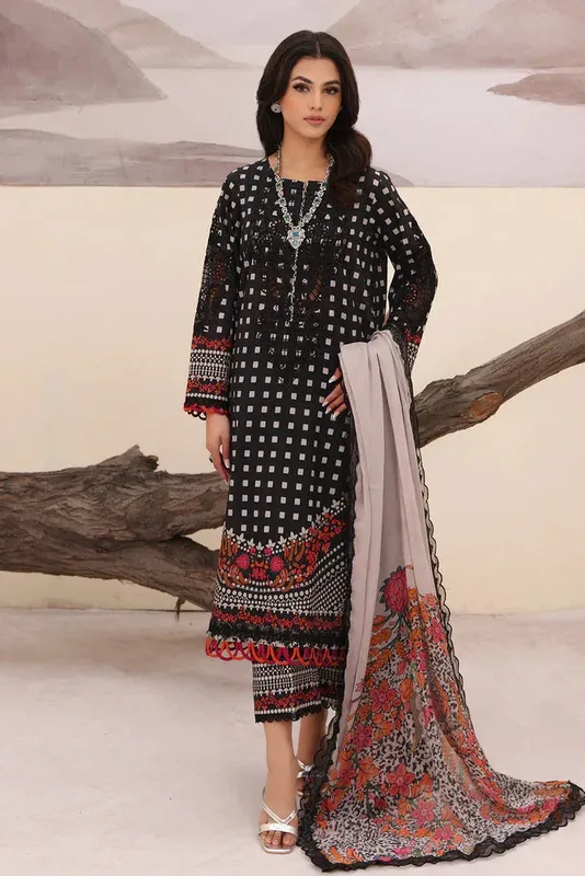 Charizma Naranji Embroidered Lawn 24 Black Chiffon – view 1 – Poshaq
