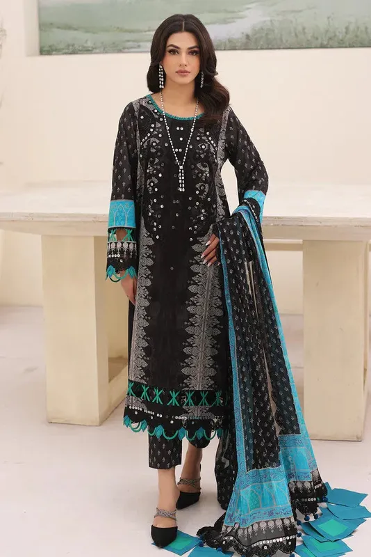 Charizma Naranji Embroidered Lawn 24 Black Chiffon – view 1 – Poshaq