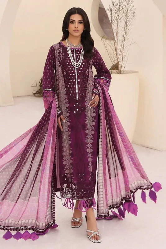 Charizma Naranji Embroidered Lawn 24 Purple Chiffon – view 1 – Poshaq