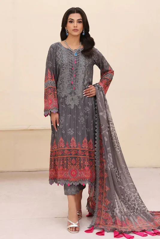 Charizma Naranji Embroidered Lawn 24 Grey Chiffon – view 1 – Poshaq