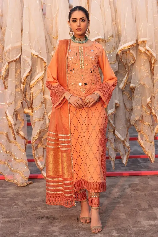 Charizma Eid Edit Vol 2 Orange Jacquard – view 1 – Poshaq