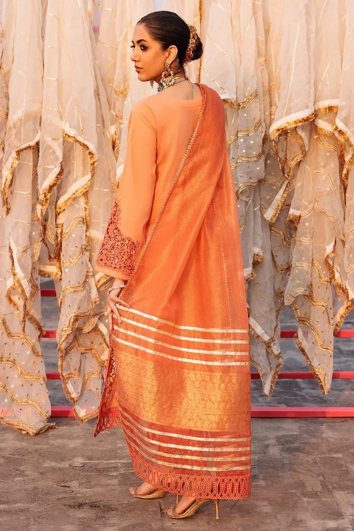 Charizma Eid Edit Vol 2 Orange Jacquard – view 2 – Poshaq