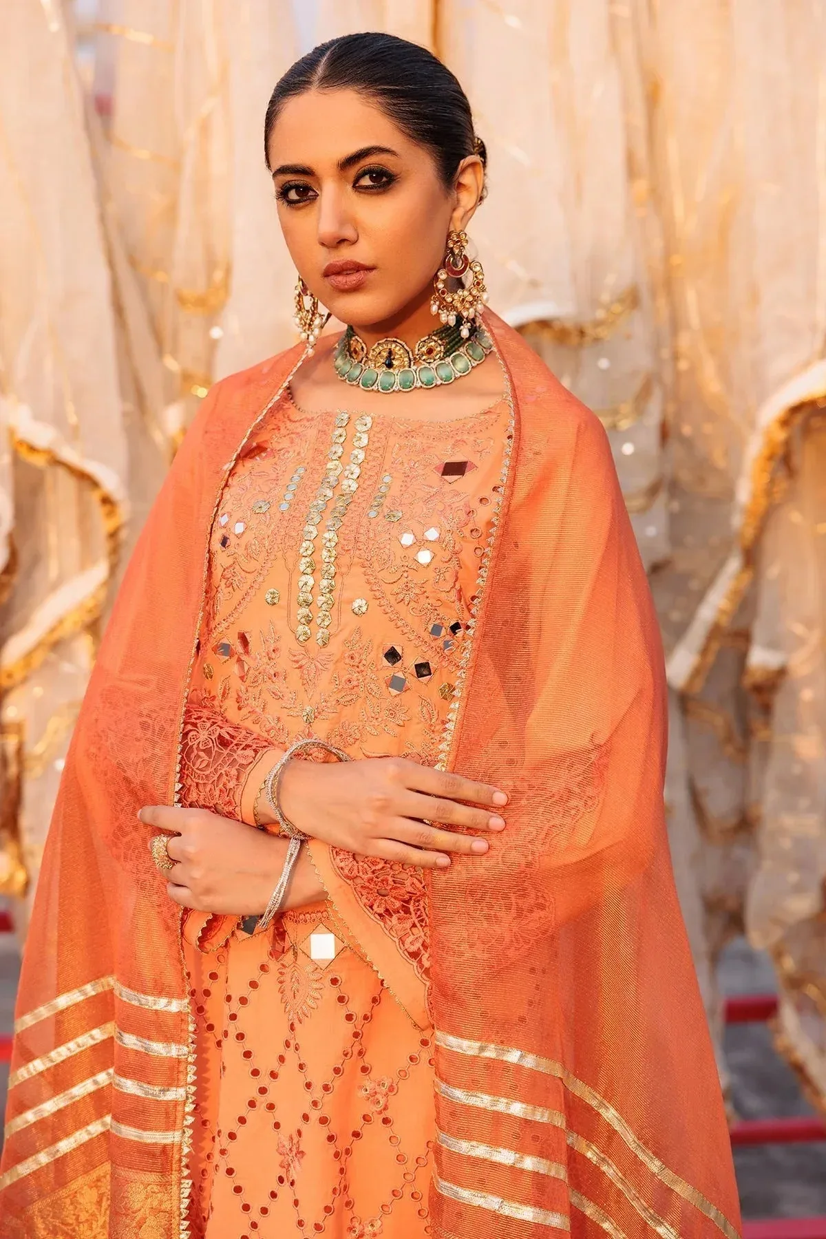 Charizma Eid Edit Vol 2 Orange Jacquard – view 3 – Poshaq