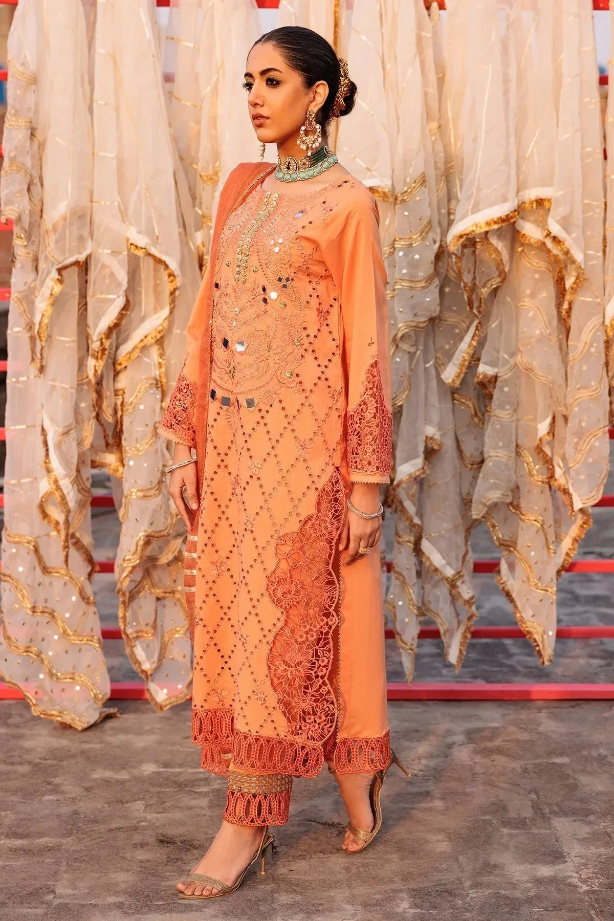 Charizma Eid Edit Vol 2 Orange Jacquard – view 5 – Poshaq