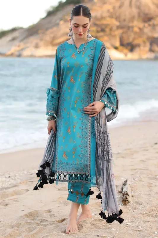 Charizma C Prints Vol 6 Teal Chiffon – view 1 – Poshaq