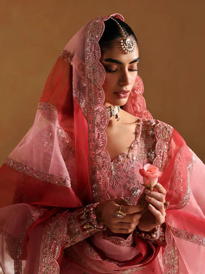 Gulaal Wedding 25 Coral Raw Silk – view 3 – Poshaq