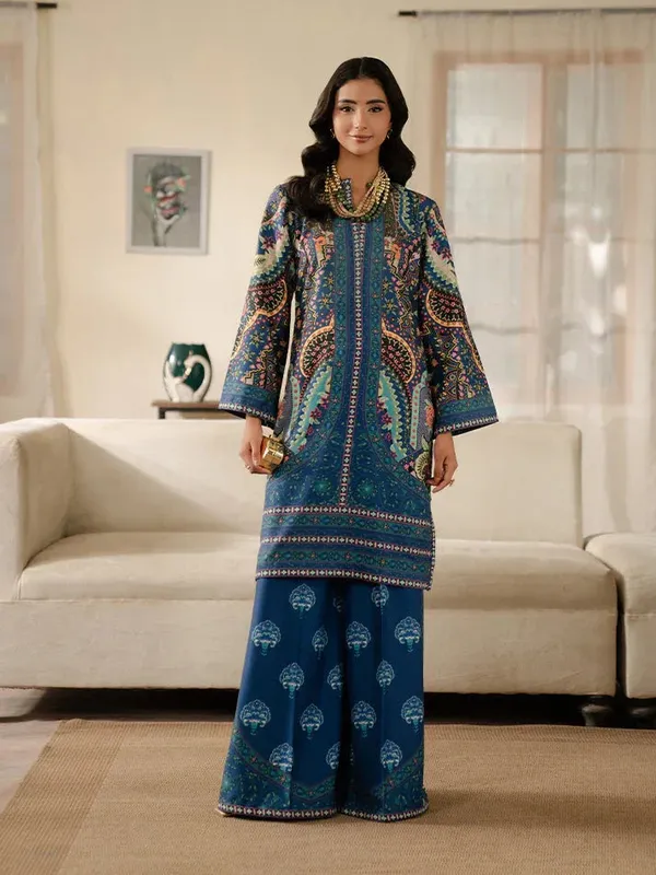 Gulaal Winter Basics Blue Khaddar – view 1 – Poshaq