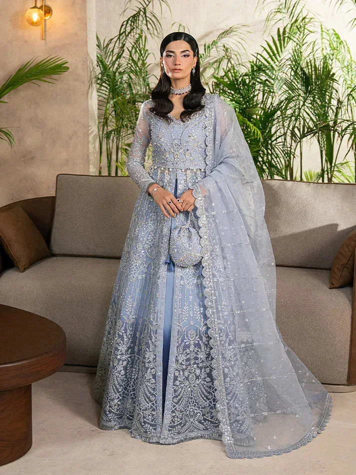 Gulaal Azira Luxury Formals LIight blue Grey Raw Silk – view 1 – Poshaq