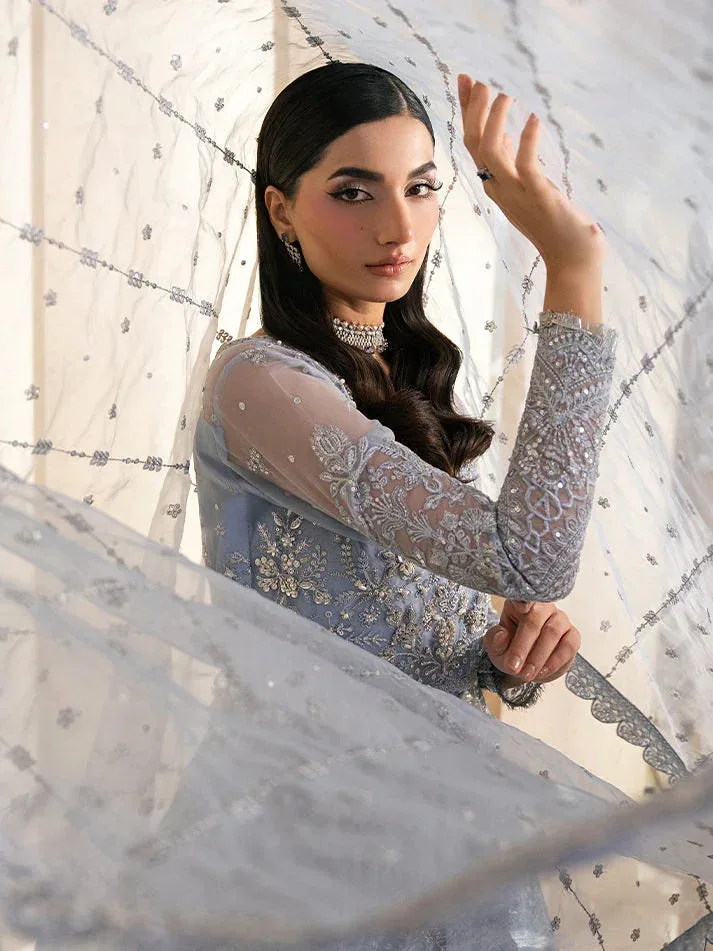 Gulaal Azira Luxury Formals LIight blue Grey Raw Silk – view 3 – Poshaq
