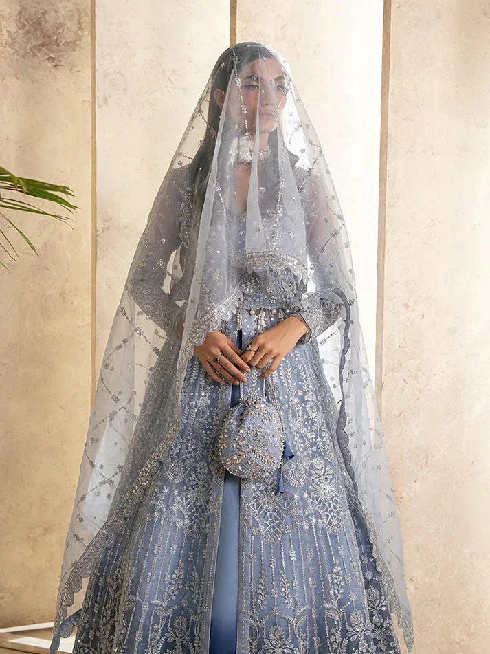 Gulaal Azira Luxury Formals LIight blue Grey Raw Silk – view 4 – Poshaq