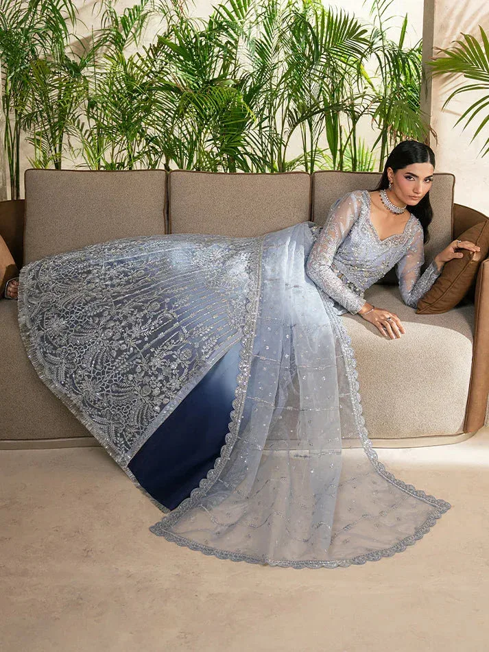 Gulaal Azira Luxury Formals LIight blue Grey Raw Silk – view 5 – Poshaq
