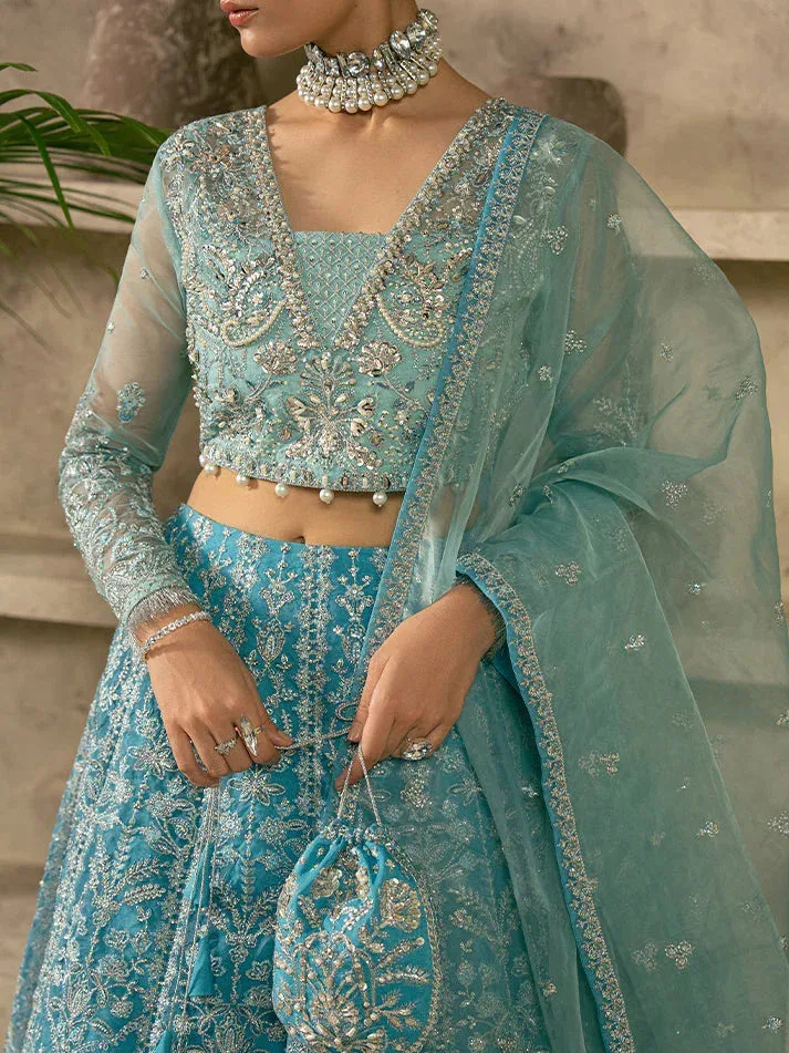 Gulaal Azira Luxury Formals Turqiouse Raw Silk – view 3 – Poshaq
