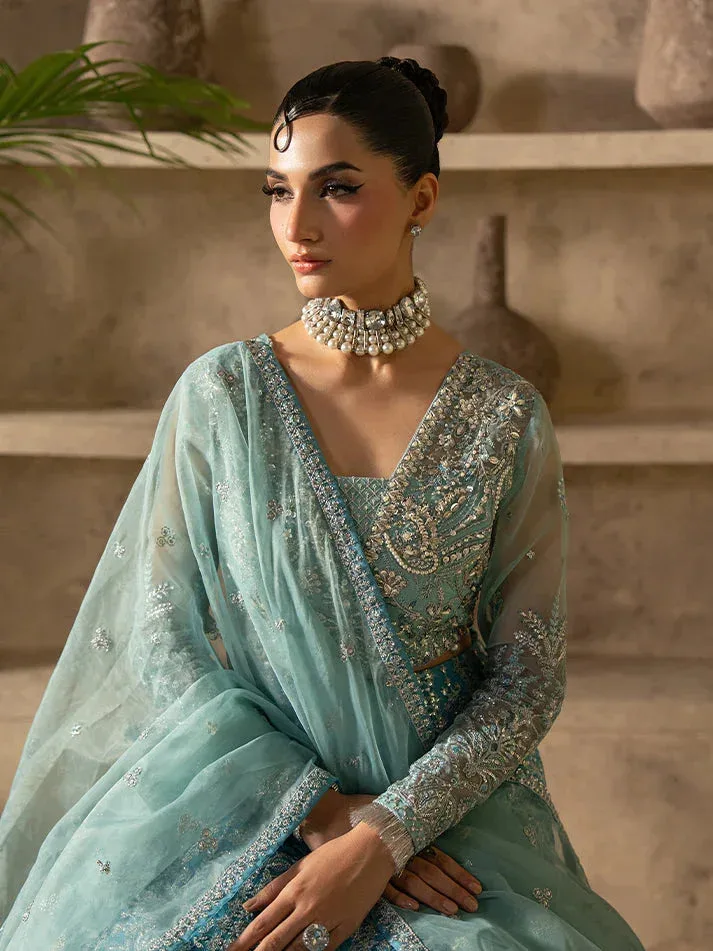 Gulaal Azira Luxury Formals Turqiouse Raw Silk – view 4 – Poshaq
