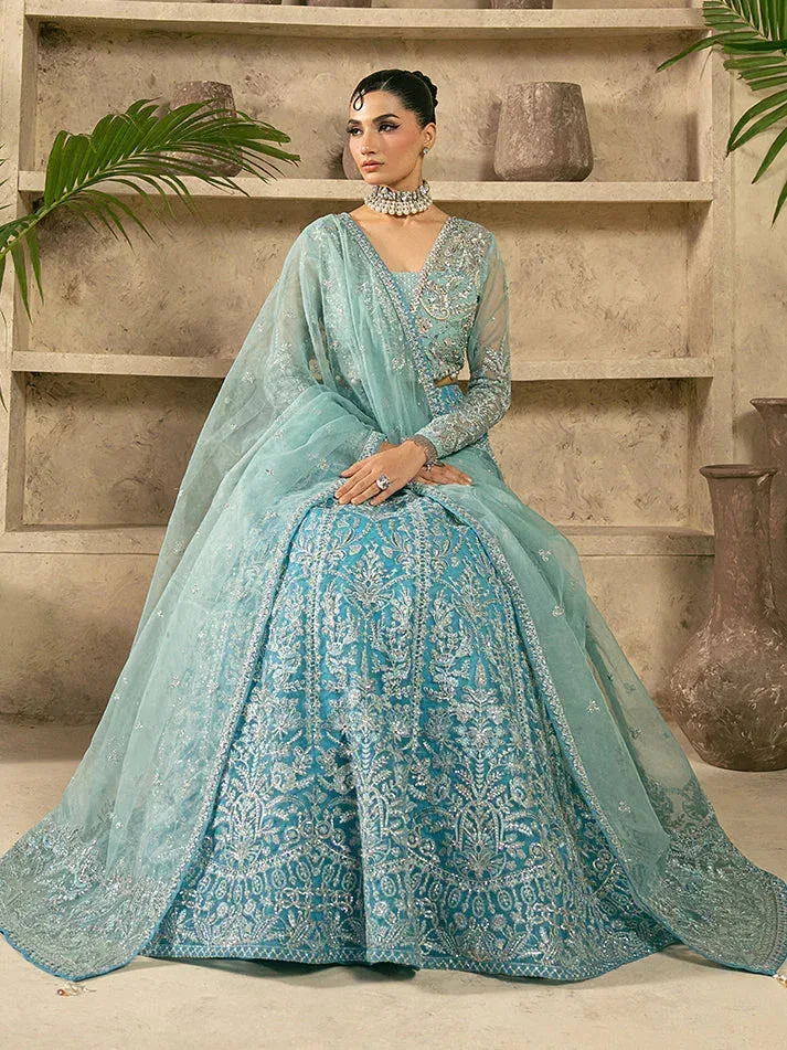 Gulaal Azira Luxury Formals Turqiouse Raw Silk – view 6 – Poshaq