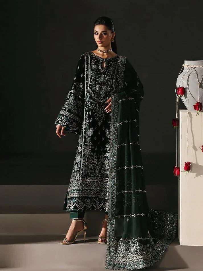 Gulaal Marais Velvet Dark Green Raw Silk – view 1 – Poshaq