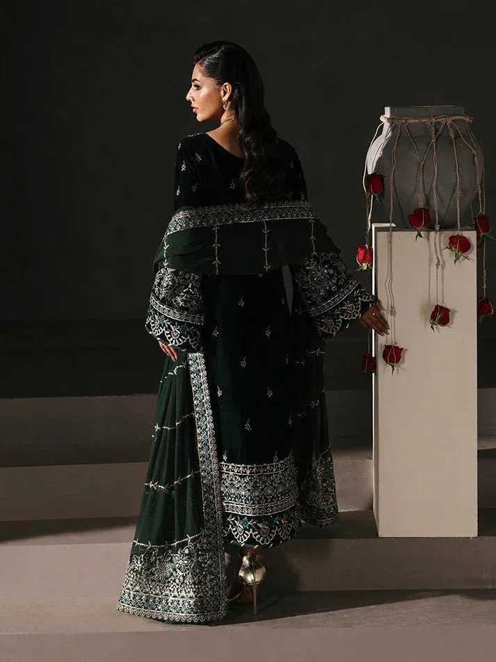 Gulaal Marais Velvet Dark Green Raw Silk – view 2 – Poshaq