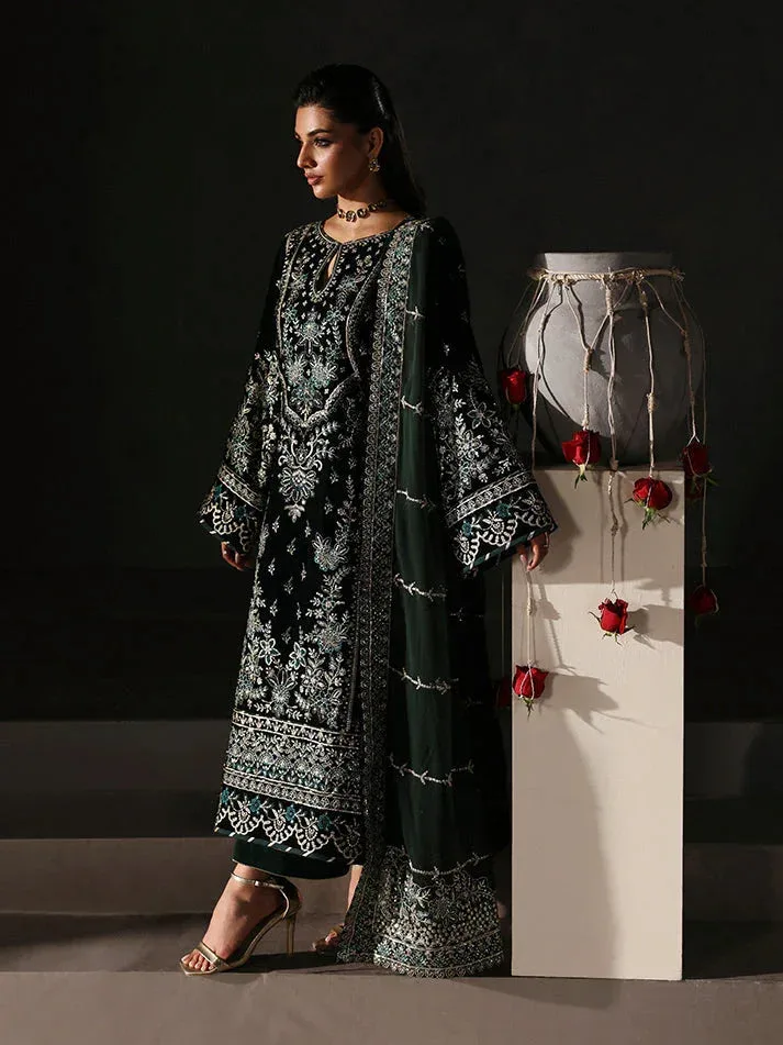 Gulaal Marais Velvet Dark Green Raw Silk – view 3 – Poshaq