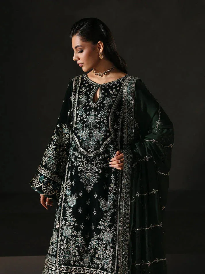 Gulaal Marais Velvet Dark Green Raw Silk – view 4 – Poshaq