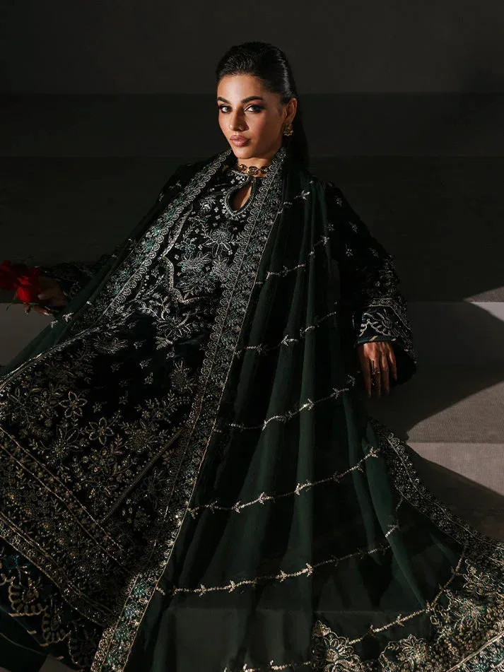 Gulaal Marais Velvet Dark Green Raw Silk – view 6 – Poshaq