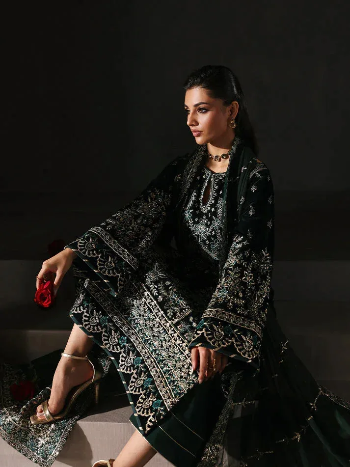 Gulaal Marais Velvet Dark Green Raw Silk – view 7 – Poshaq