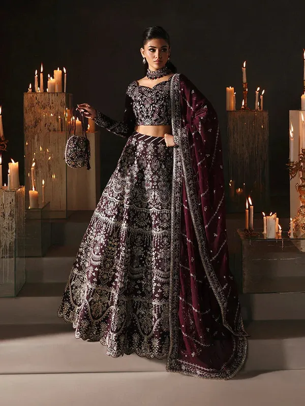Gulaal Marais Velvet Wine Berry Raw Silk – view 1 – Poshaq