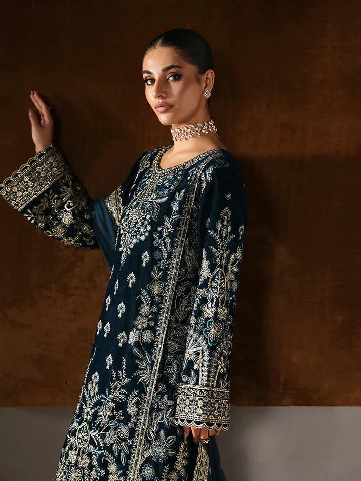 Gulaal Marais Velvet Dark Teal Blue Raw Silk – view 4 – Poshaq