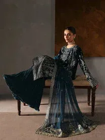 Gulaal Marais Velvet Dark Teal Blue Raw Silk – view 5 – Poshaq