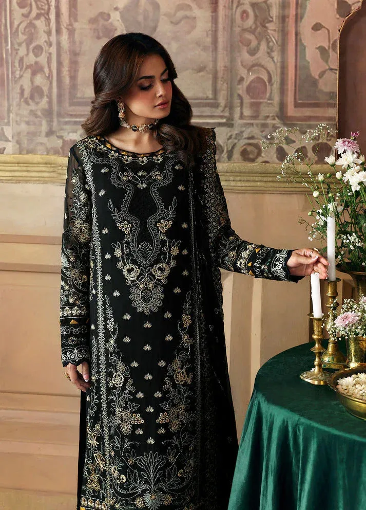 Gulaal I Evayna Embroidered Chiffon Black Raw Silk – view 3 – Poshaq