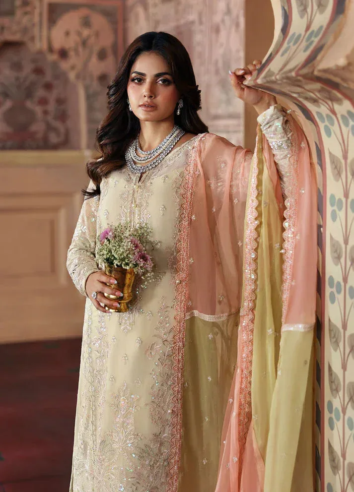 Gulaal I Evayna Embroidered Chiffon Ivory Raw Silk – view 4 – Poshaq