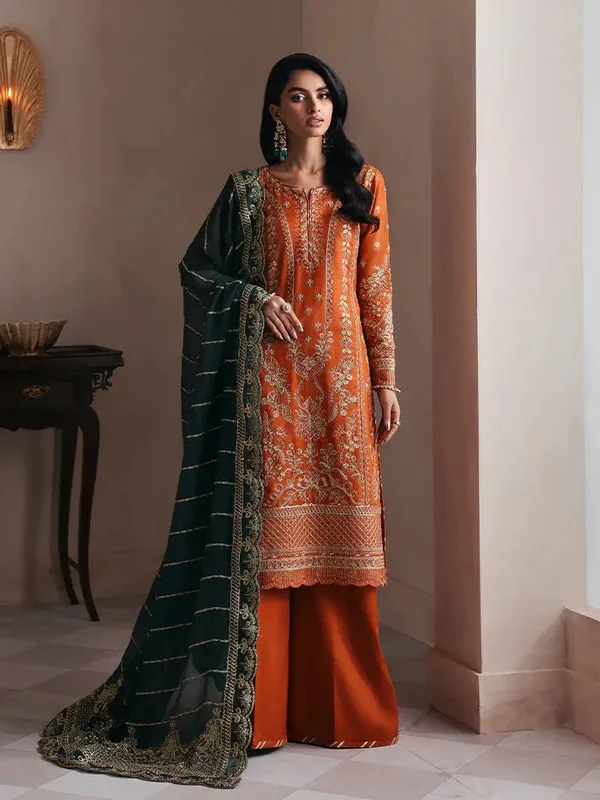 Gulaal Serica Raw Silk Orange Raw Silk – view 1 – Poshaq