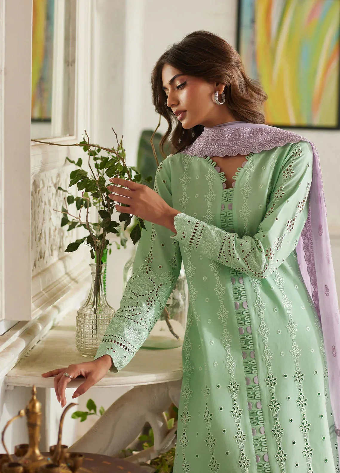 Bin Ilyas Carnival Summer Edit 25 Pistachio Organza – view 4 – Poshaq