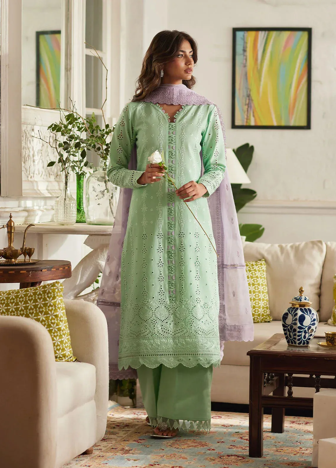 Bin Ilyas Carnival Summer Edit 25 Pistachio Organza – view 6 – Poshaq