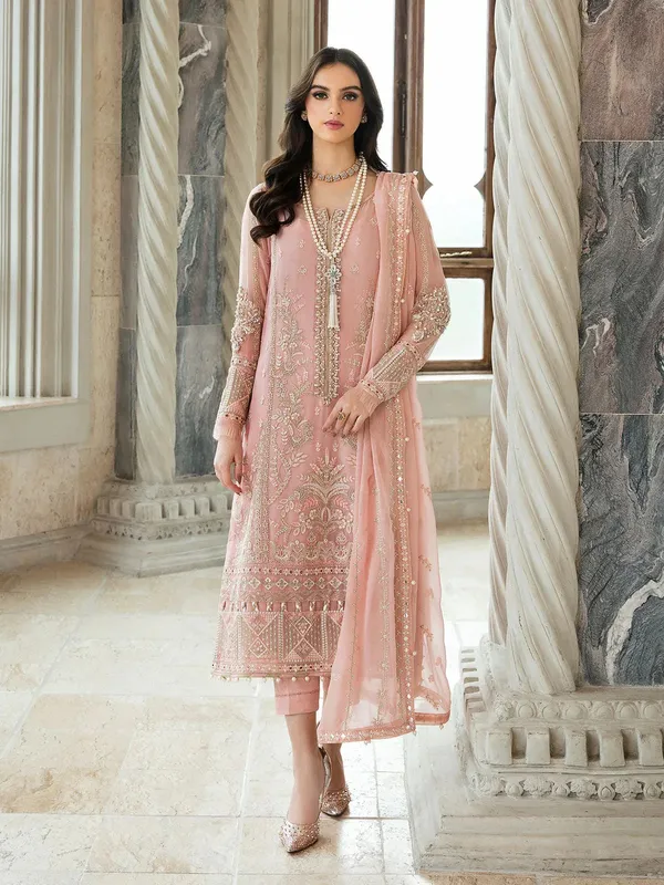 Gulaal Luxury Collection Blush Pink Raw Silk – view 1 – Poshaq