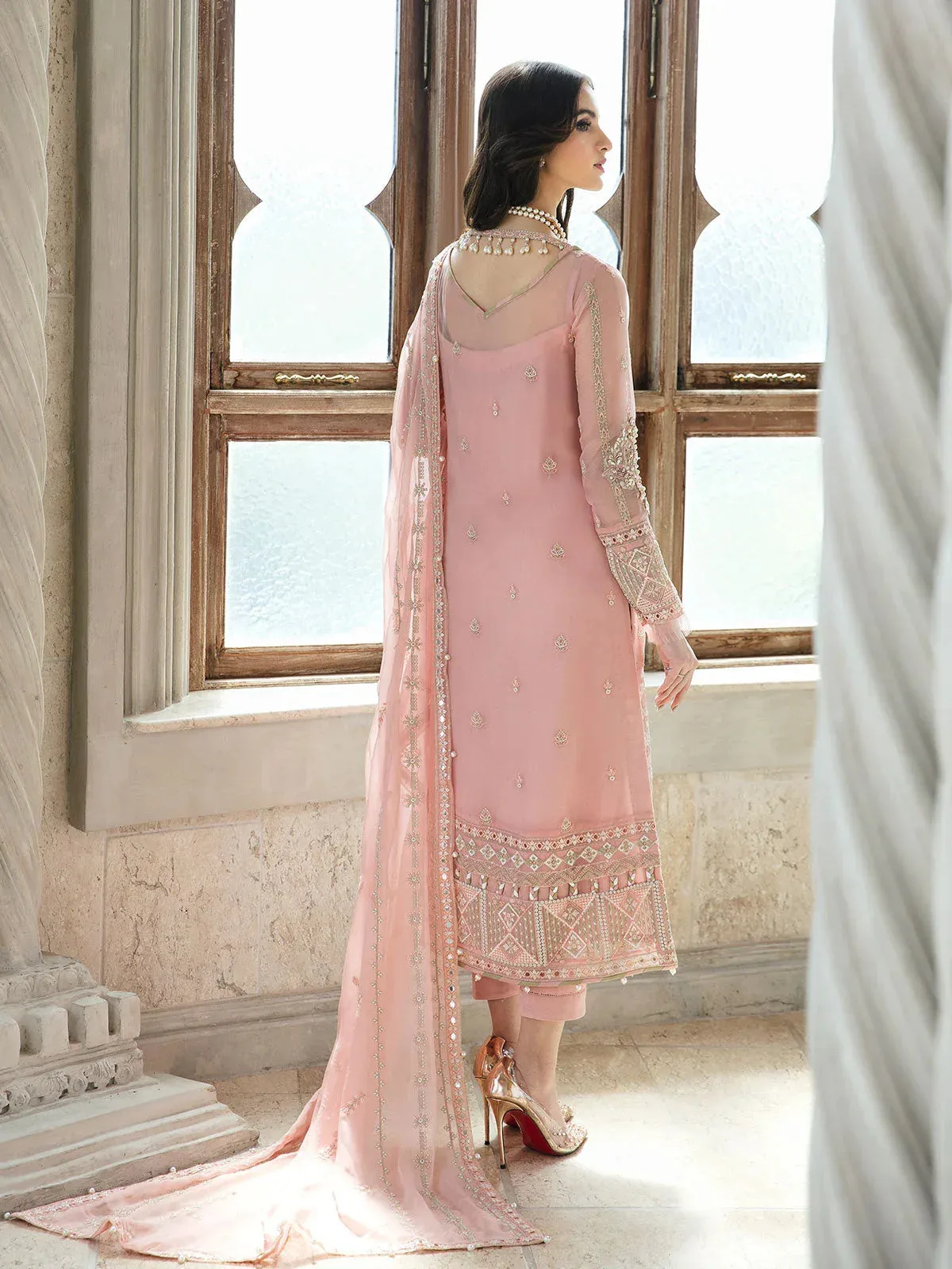 Gulaal Luxury Collection Blush Pink Raw Silk – view 2 – Poshaq