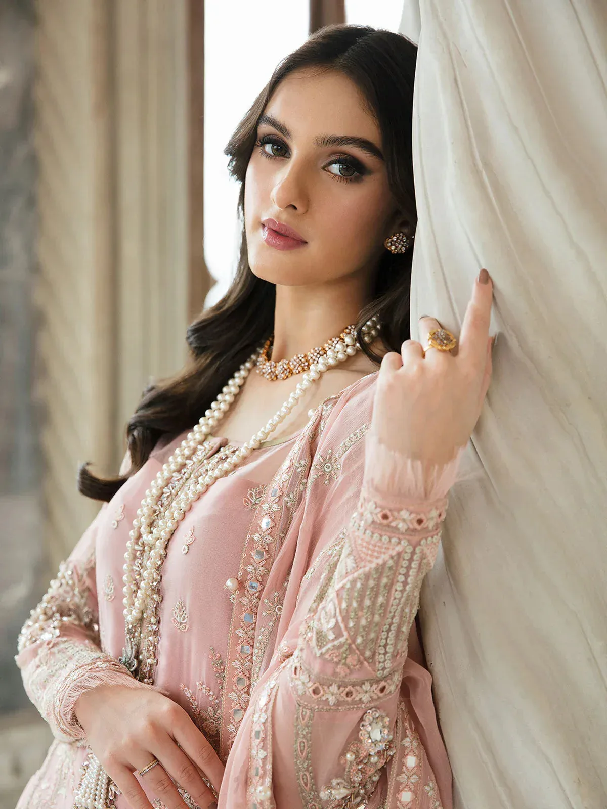 Gulaal Luxury Collection Blush Pink Raw Silk – view 4 – Poshaq