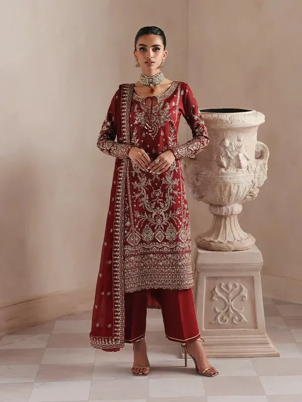 Gulaal Serica Raw Silk Maroon Raw Silk – view 1 – Poshaq