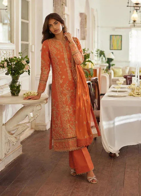 Bin Ilyas Carnival Summer Edit 25 Deep Saffron Organza – view 1 – Poshaq
