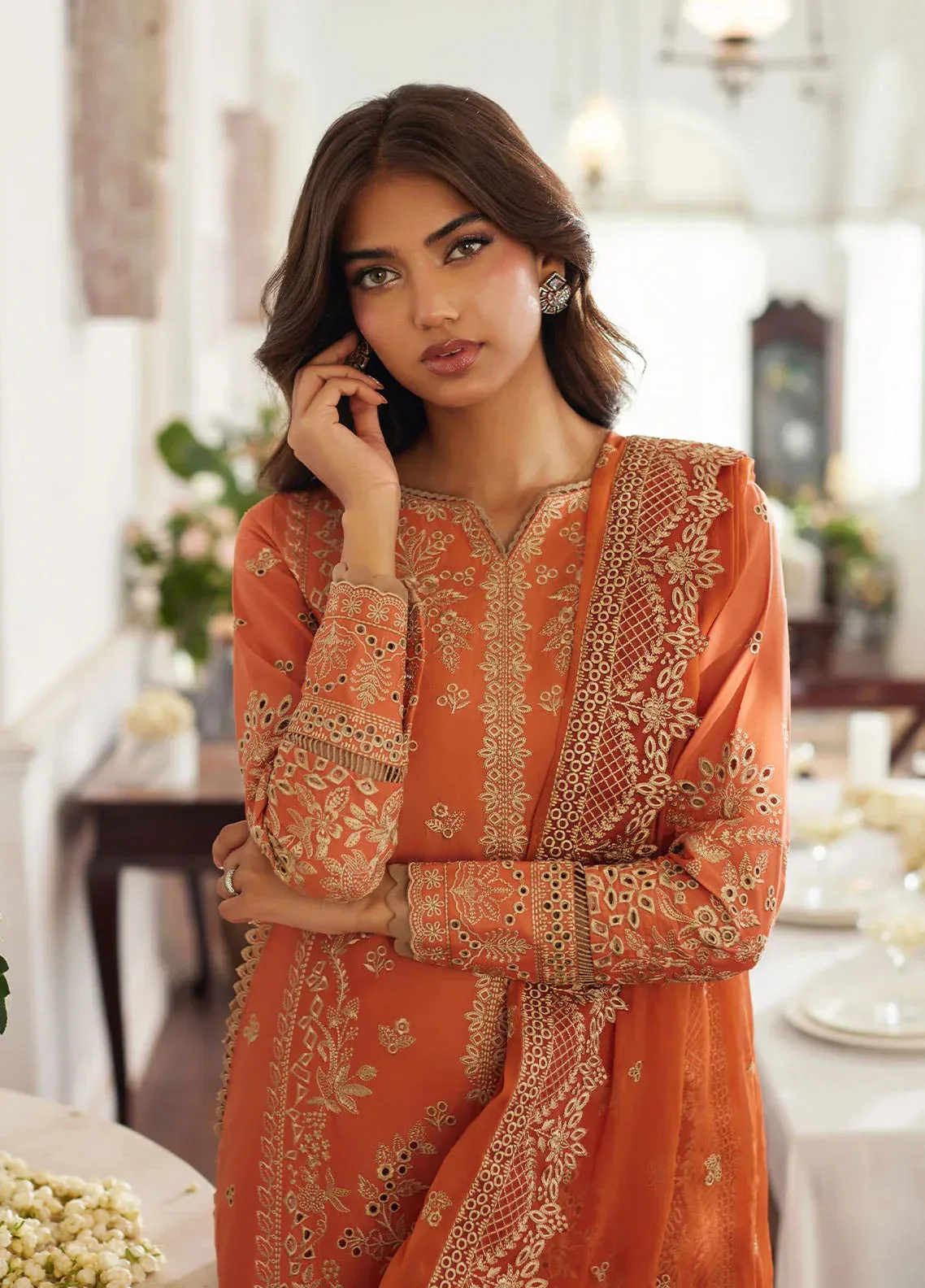 Bin Ilyas Carnival Summer Edit 25 Deep Saffron Organza – view 4 – Poshaq