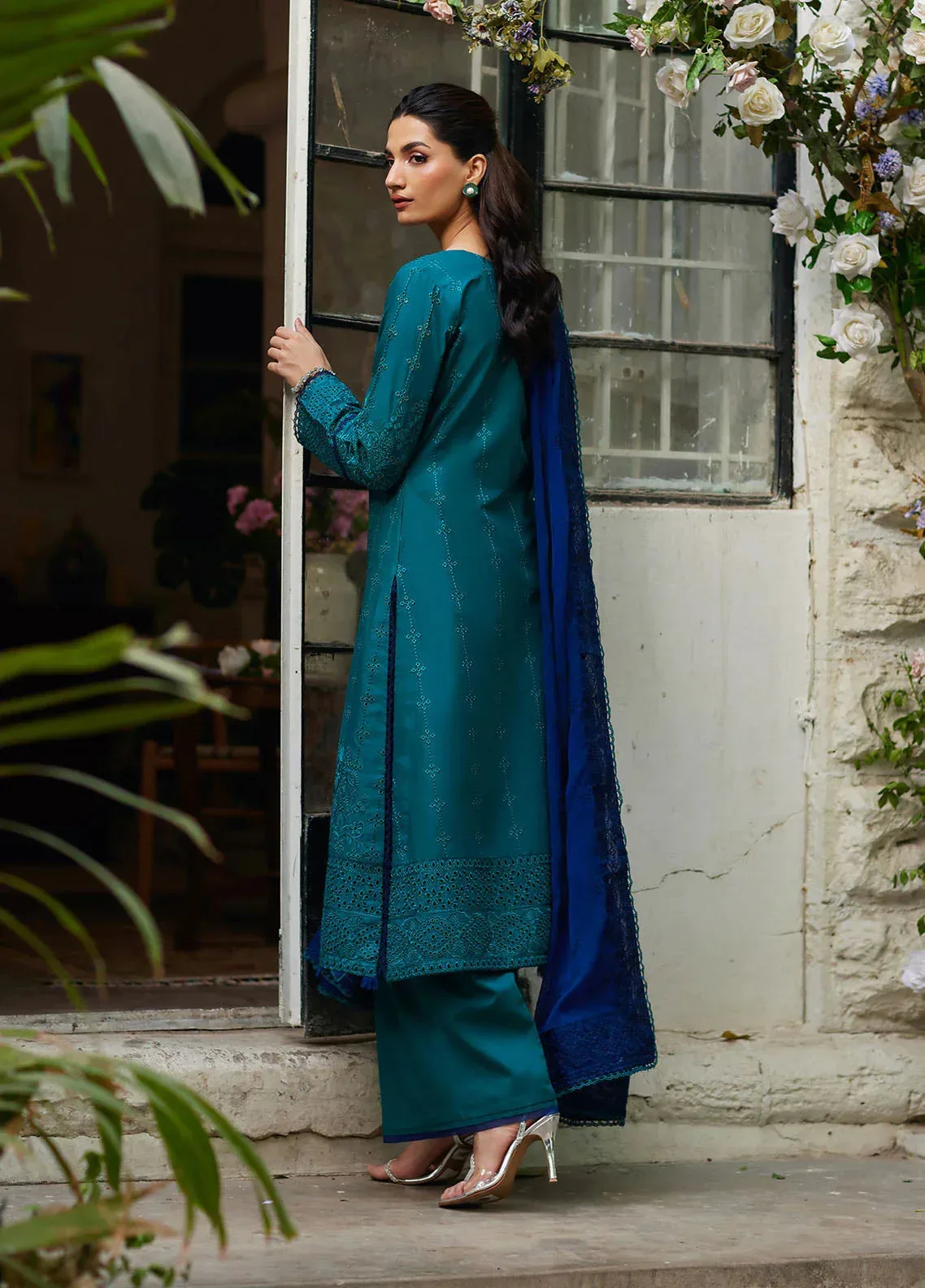 Bin Ilyas Carnival Summer Edit 25 Teal Green Organza – view 2 – Poshaq
