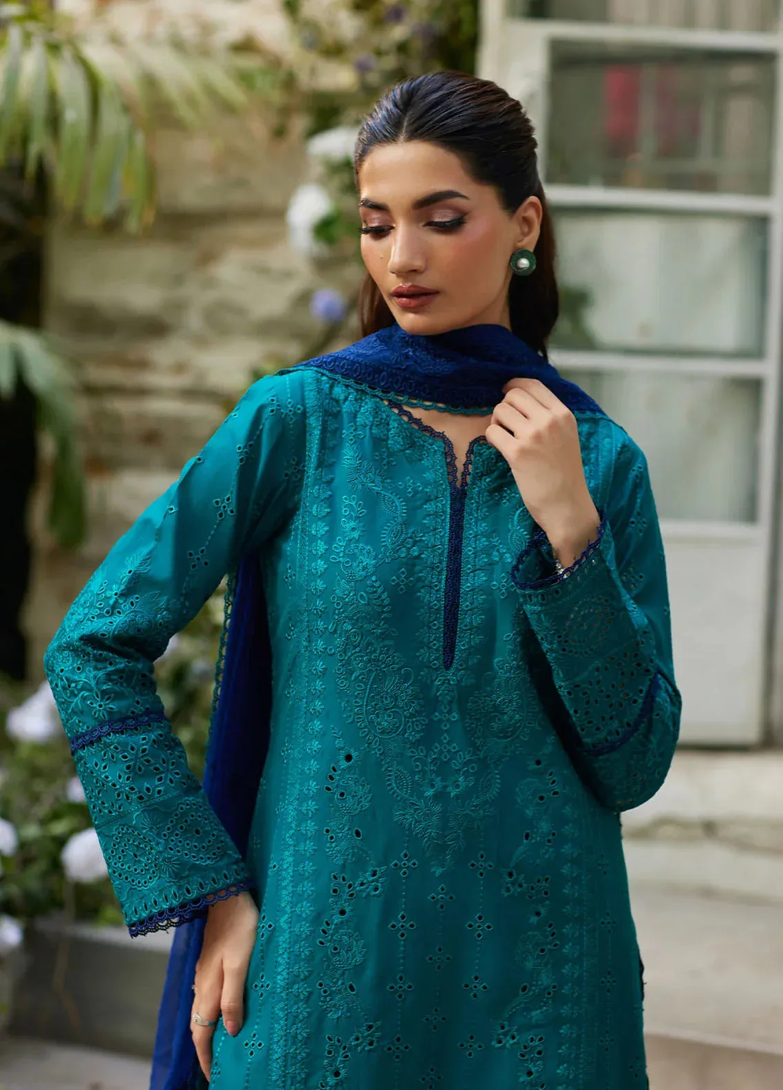 Bin Ilyas Carnival Summer Edit 25 Teal Green Organza – view 3 – Poshaq
