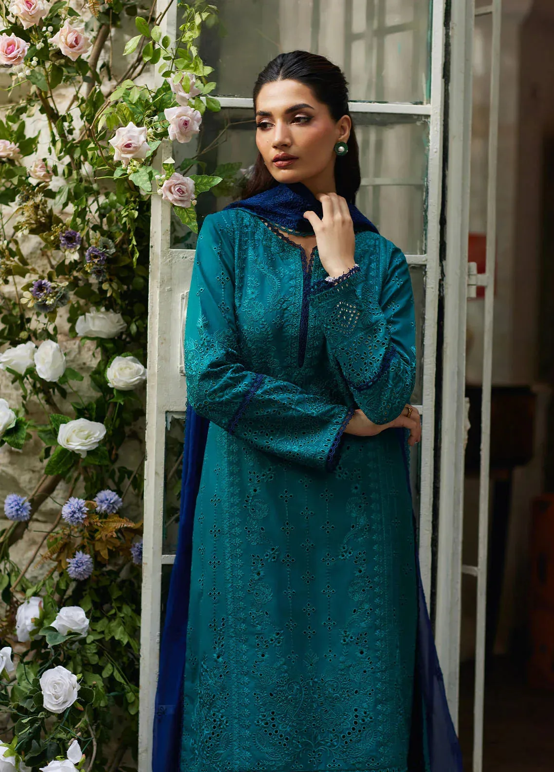 Bin Ilyas Carnival Summer Edit 25 Teal Green Organza – view 4 – Poshaq