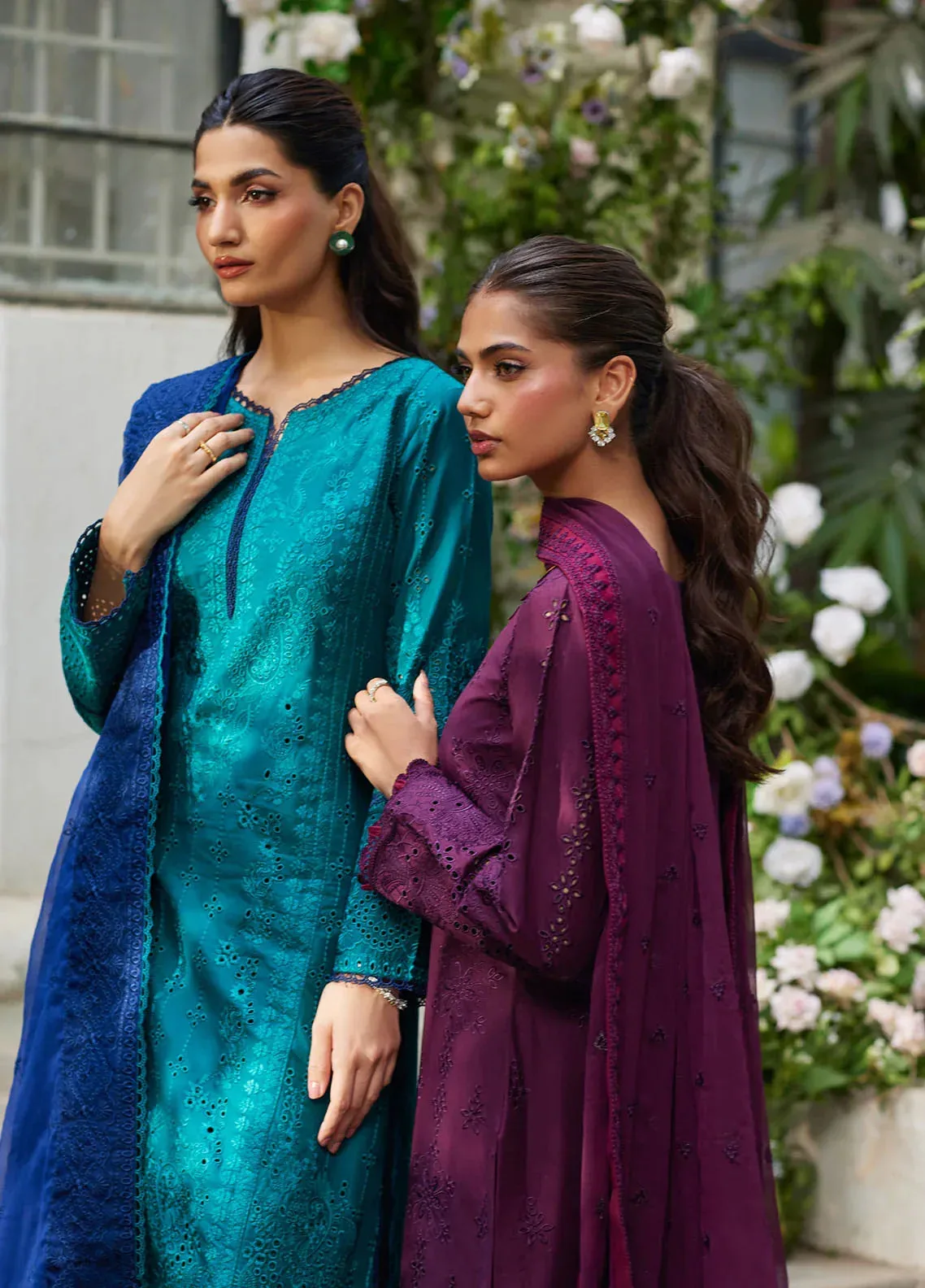 Bin Ilyas Carnival Summer Edit 25 Teal Green Organza – view 5 – Poshaq