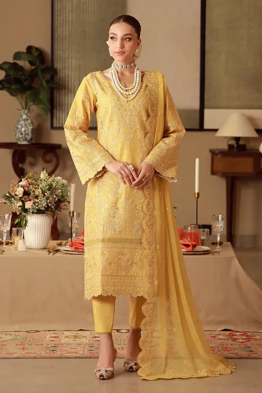 Gulaal Festive Pret Yellow Chiffon – view 1 – Poshaq
