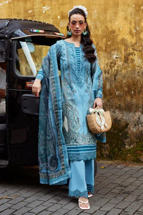 Gulaal Saffira Lawn 25 Sky Blue Organza – view 1 – Poshaq