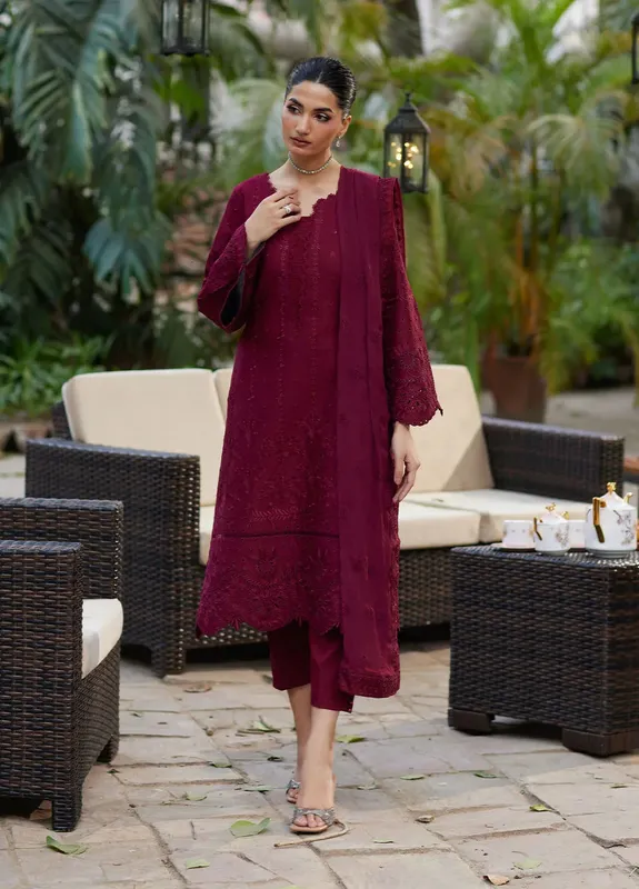 Bin Ilyas Carnival Summer Edit 25 Burgundy Organza – view 1 – Poshaq