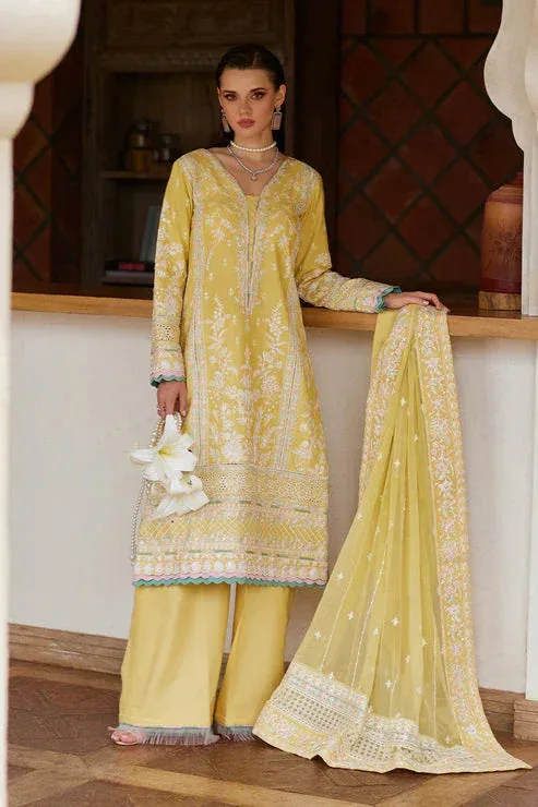 Gulaal Luxury Lawn 25 Yellow Organza – view 2 – Poshaq