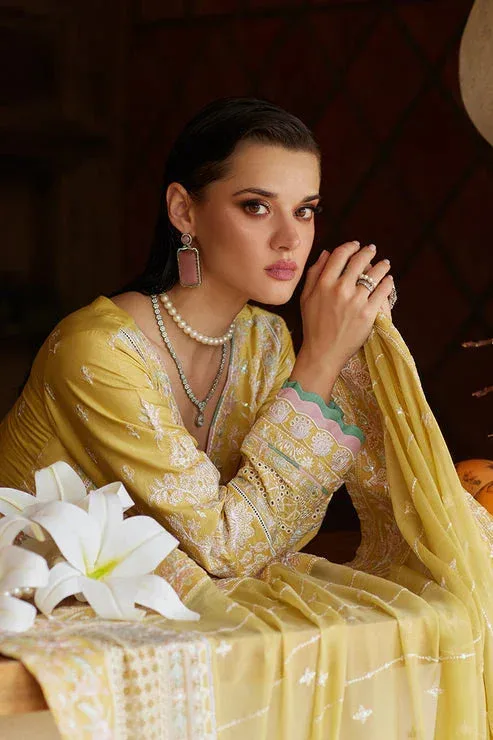 Gulaal Luxury Lawn 25 Yellow Organza – view 3 – Poshaq