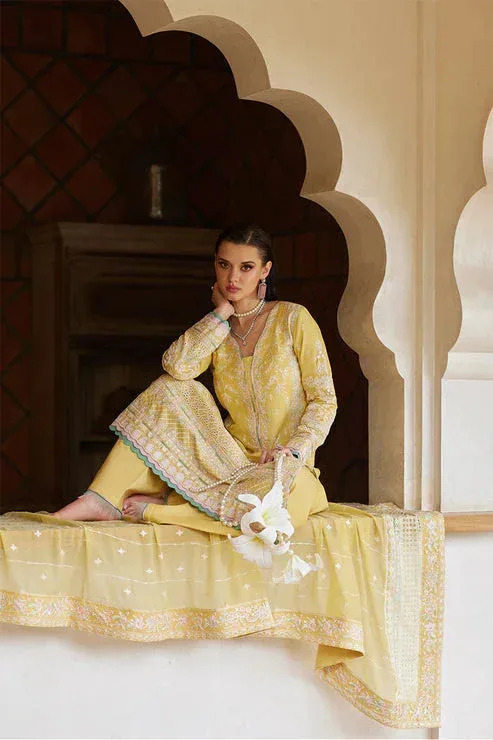 Gulaal Luxury Lawn 25 Yellow Organza – view 4 – Poshaq