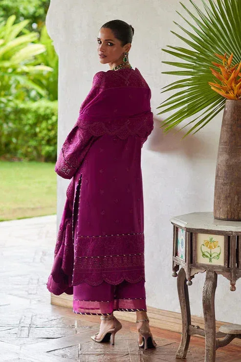 Gulaal Luxury Lawn 25 Magenta Organza – view 2 – Poshaq