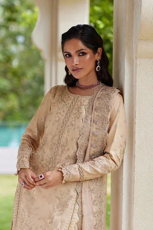 Gulaal Luxury Lawn 25 Beige Organza – view 3 – Poshaq
